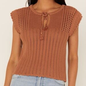 revolve heartloom open knit sweater vest top earthy tones